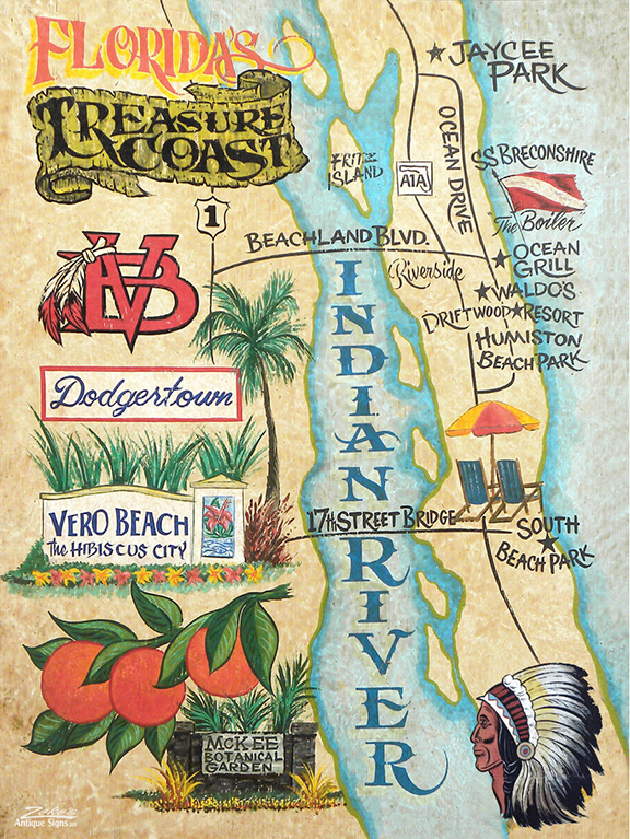 Map of Vero Beach Treasure Coast Florida